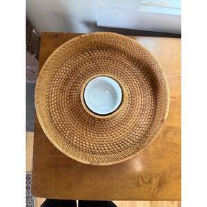 VTG Pomerantz JP Product Woven Chip and Dip Set Hosting Platter 1980s Minimalist